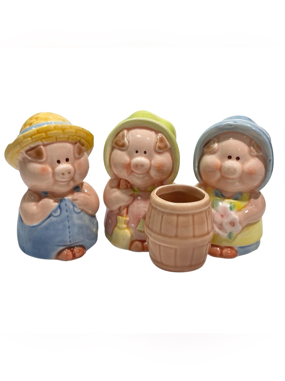 Vintage 1980s Josef Originals Signed Piggy Family Salt & Pepper Shakers